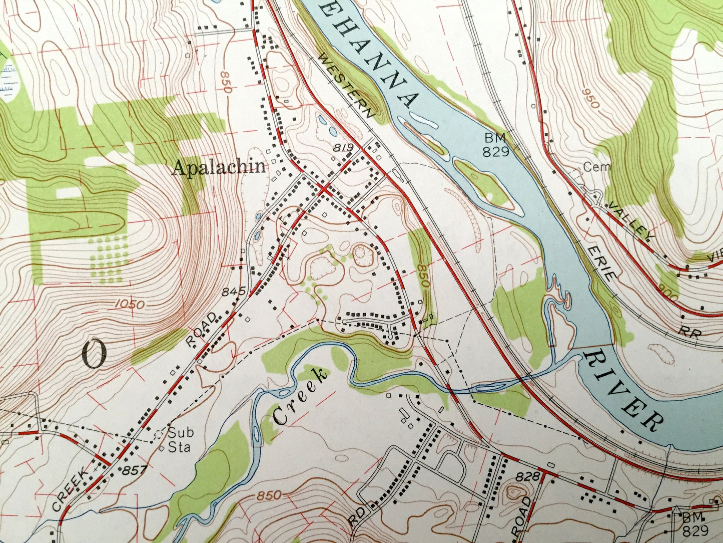 Antique Apalachin, New York 1956 US Geological Survey Topographic Map – Tioga County, Owego, Campville, Susquehanna River Hiawatha Island NY