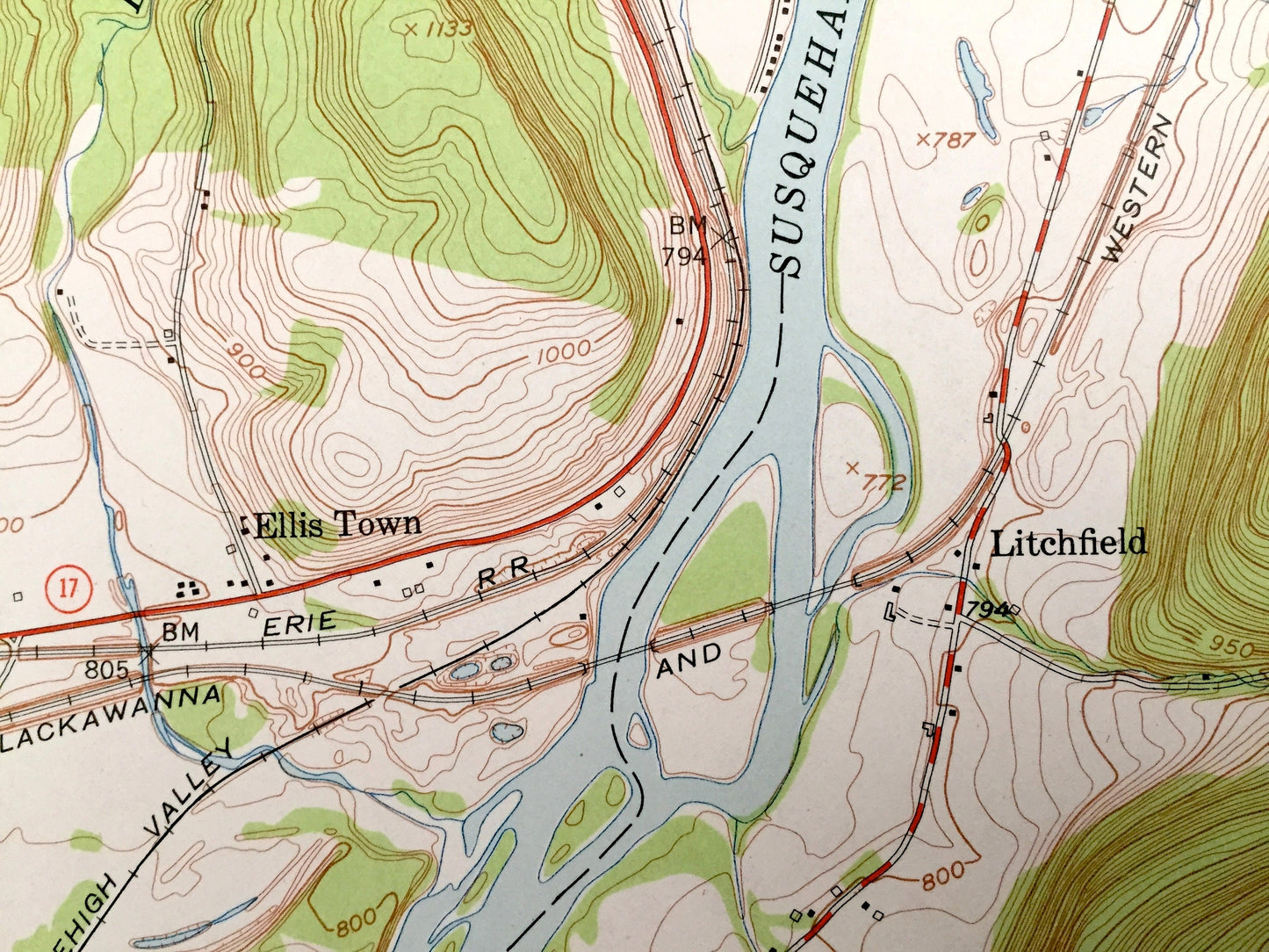 Antique Barton, New York 1953 US Geological Survey Topographic Map – Tioga County, Glencairn, Ellis Town, Litchfield, Hoopers Valley, NY