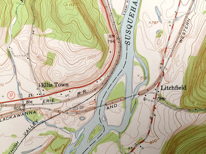 Antique Barton, New York 1953 US Geological Survey Topographic Map – Tioga County, Glencairn, Ellis Town, Litchfield, Hoopers Valley, NY