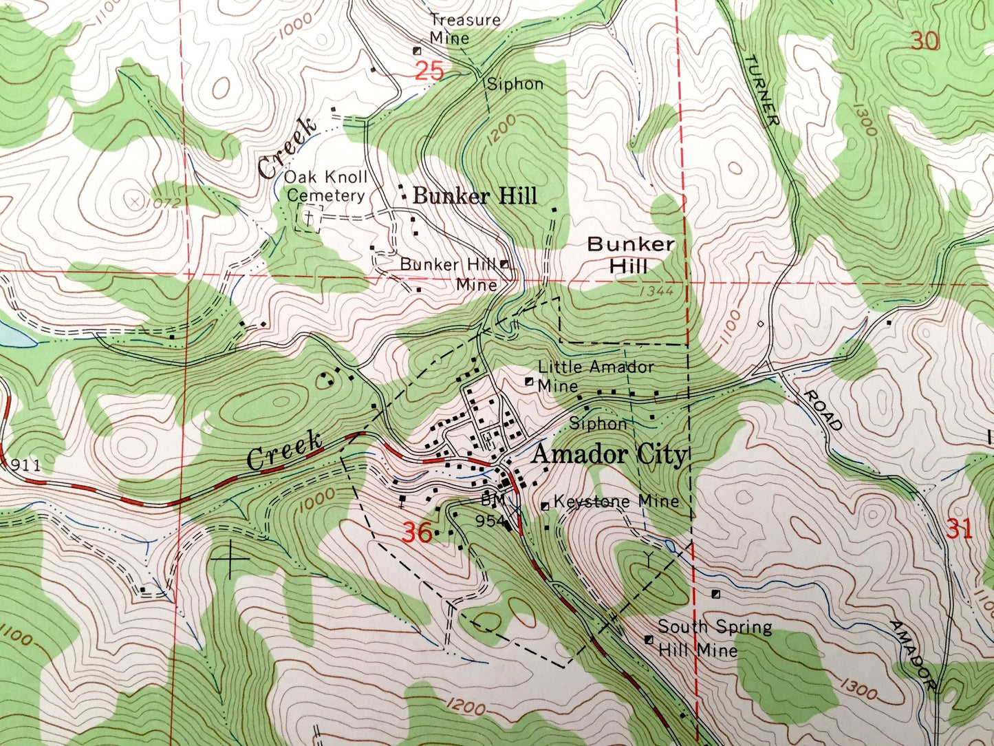 Antique Amador City, California 1962 US Geological Survey Topographic Map – County, Sutter Creek, Hill, Plymouth, Drytown, Whitney Museum CA