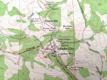 Antique Amador City, California 1962 US Geological Survey Topographic Map – County, Sutter Creek, Hill, Plymouth, Drytown, Whitney Museum CA