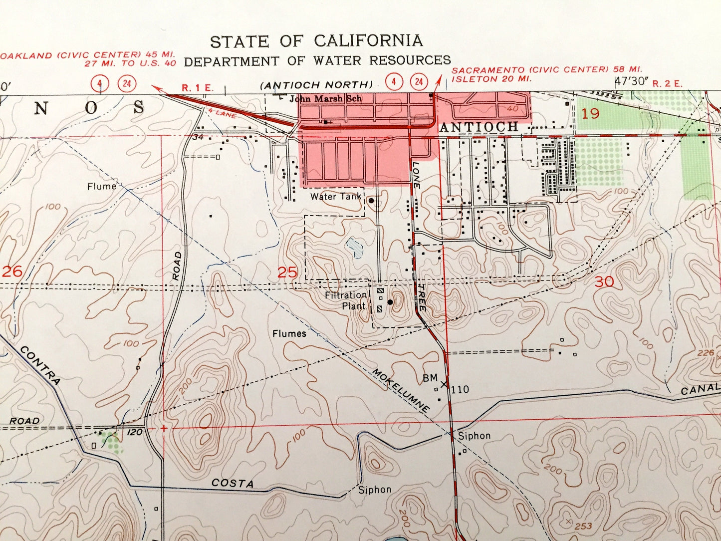Antique Antioch, California 1953 US Geological Survey Topographic Map – Contra Costa County, Sunshine Camp, Stewartville, West Hartley, CA
