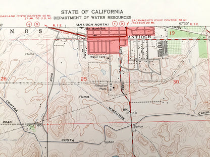 Antique Antioch, California 1953 US Geological Survey Topographic Map – Contra Costa County, Sunshine Camp, Stewartville, West Hartley, CA