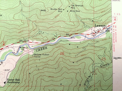 Antique Empire, Colorado 1958 US Geological Survey Topographic Map–Clear Creek County, Lawson, Ninetyfour, Arapaho National Forest, Mt Flora