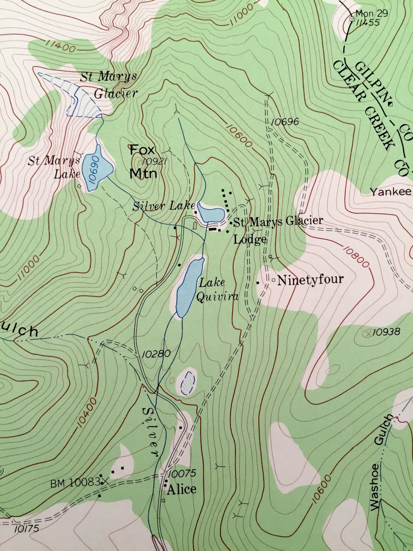 Antique Empire, Colorado 1958 US Geological Survey Topographic Map–Clear Creek County, Lawson, Ninetyfour, Arapaho National Forest, Mt Flora