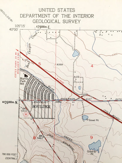 Antique Louisville, Colorado 1957 US Geological Survey Topographic Map – Boulder, Jefferson County, Superior, Boulder, Marshall, Denver, CO