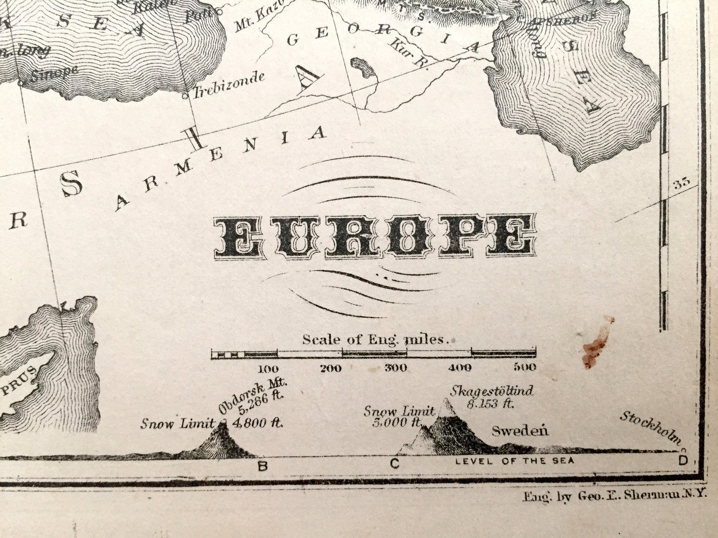 Antique Europe 1866 Rand McNally Map – England, France, Spain, Prussia, Austria, Turkey, Russia, Siberia, Italy, Norway, Sweden, Portugal