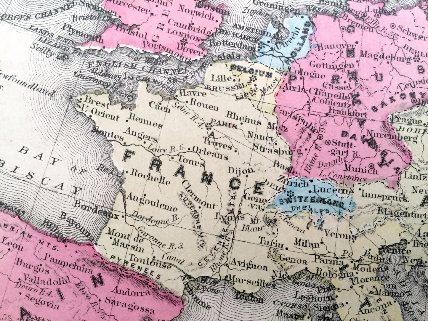 Antique Europe 1866 Rand McNally Map – England, France, Spain, Prussia, Austria, Turkey, Russia, Siberia, Italy, Norway, Sweden, Portugal