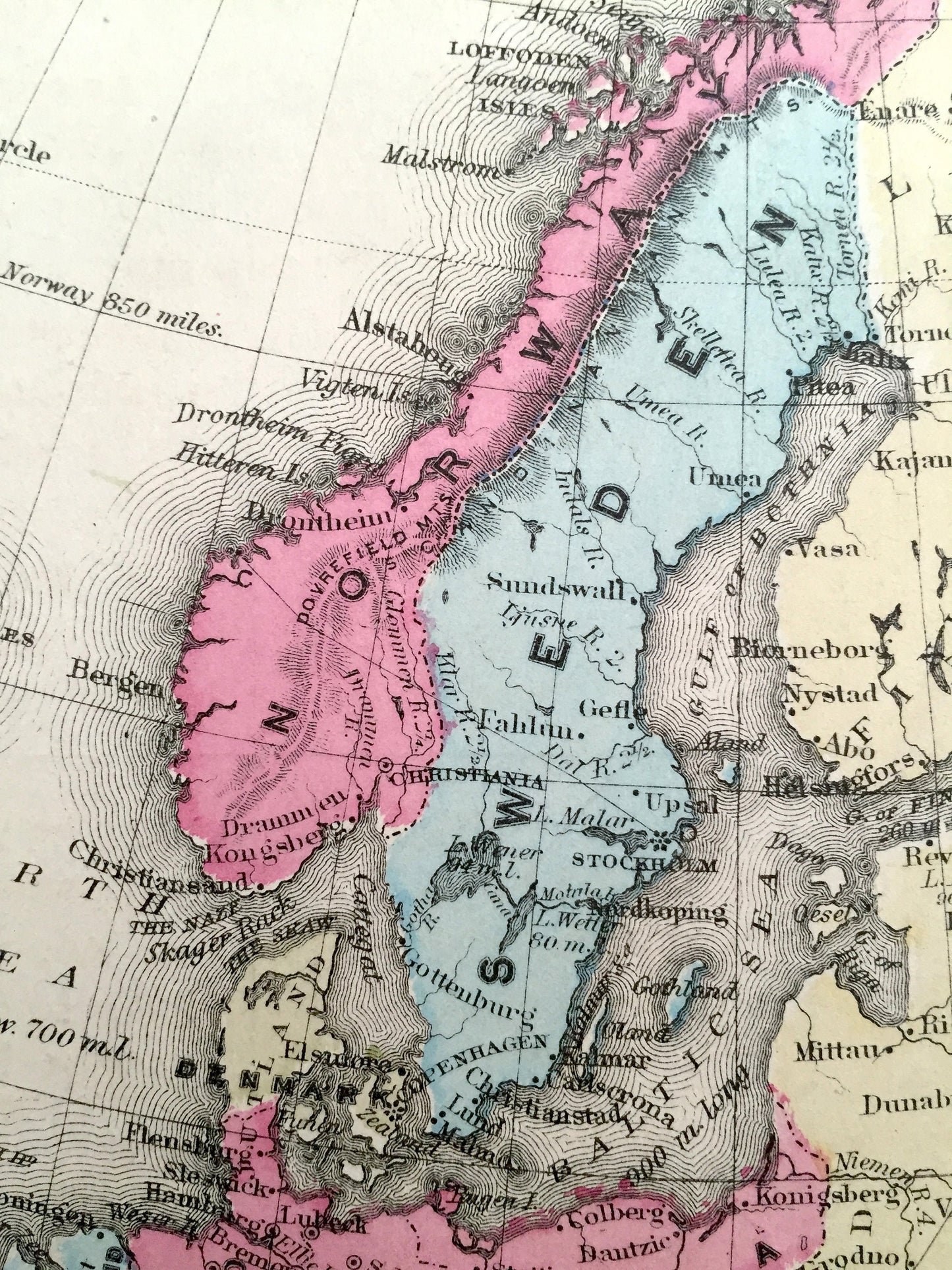 Antique Europe 1866 Rand McNally Map – England, France, Spain, Prussia, Austria, Turkey, Russia, Siberia, Italy, Norway, Sweden, Portugal