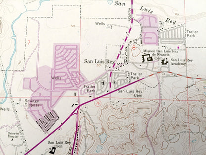 Antique San Luis Rey, California 1968 US Geological Survey Topographic Map – San Diego County, Camp Pendleton, Carlsbad, Oceanside, Vista CA