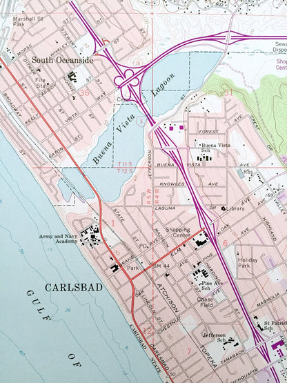 Antique San Luis Rey, California 1968 US Geological Survey Topographic Map – San Diego County, Camp Pendleton, Carlsbad, Oceanside, Vista CA