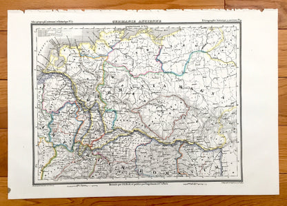 Antique 1835 Ancient Germany Map from JG Heck's Atlas Géographique, Astronomique et Historique – Hamburg, Bremen, Hanover, Frisian, Denmark