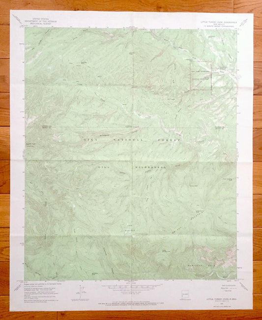 Antique Little Turkey Park, New Mexico 1965 US Geological Survey Topographic Map – Grant County, Granite Peak, Gila Wilderness, Adobe Canyon
