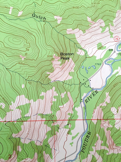 Antique Boston Peak, Colorado 1962 US Geological Survey Topographic Map – Larimer County, Roosevelt National Park, Green Ridge, Twin Lakes