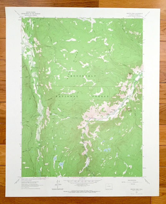 Antique Boston Peak, Colorado 1962 US Geological Survey Topographic Map – Larimer County, Roosevelt National Park, Green Ridge, Twin Lakes