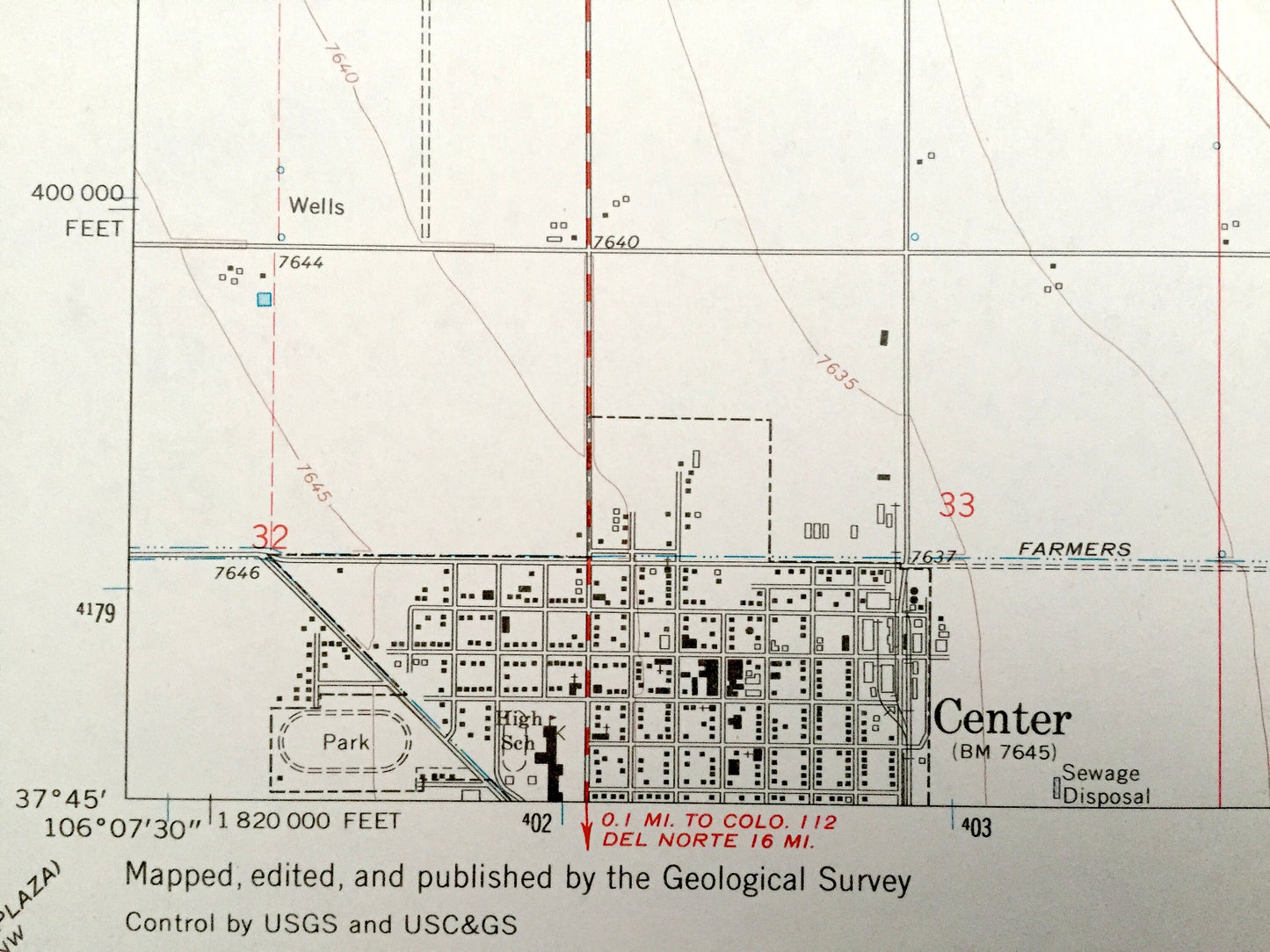 Antique Center, Colorado 1968 US Geological Survey Topographic Map – Saguache County, Leach Airport, Farmers Union Canal, La Garita