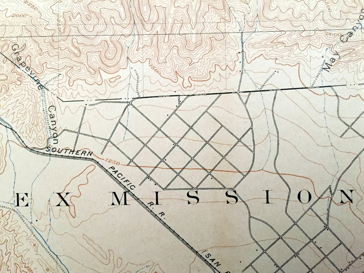 Antique San Fernando, Los Angeles, California 1900 US Geological Survey Topographic Map – Ex Mission, Pacoima Sunland Tujunga San Gabriel CA