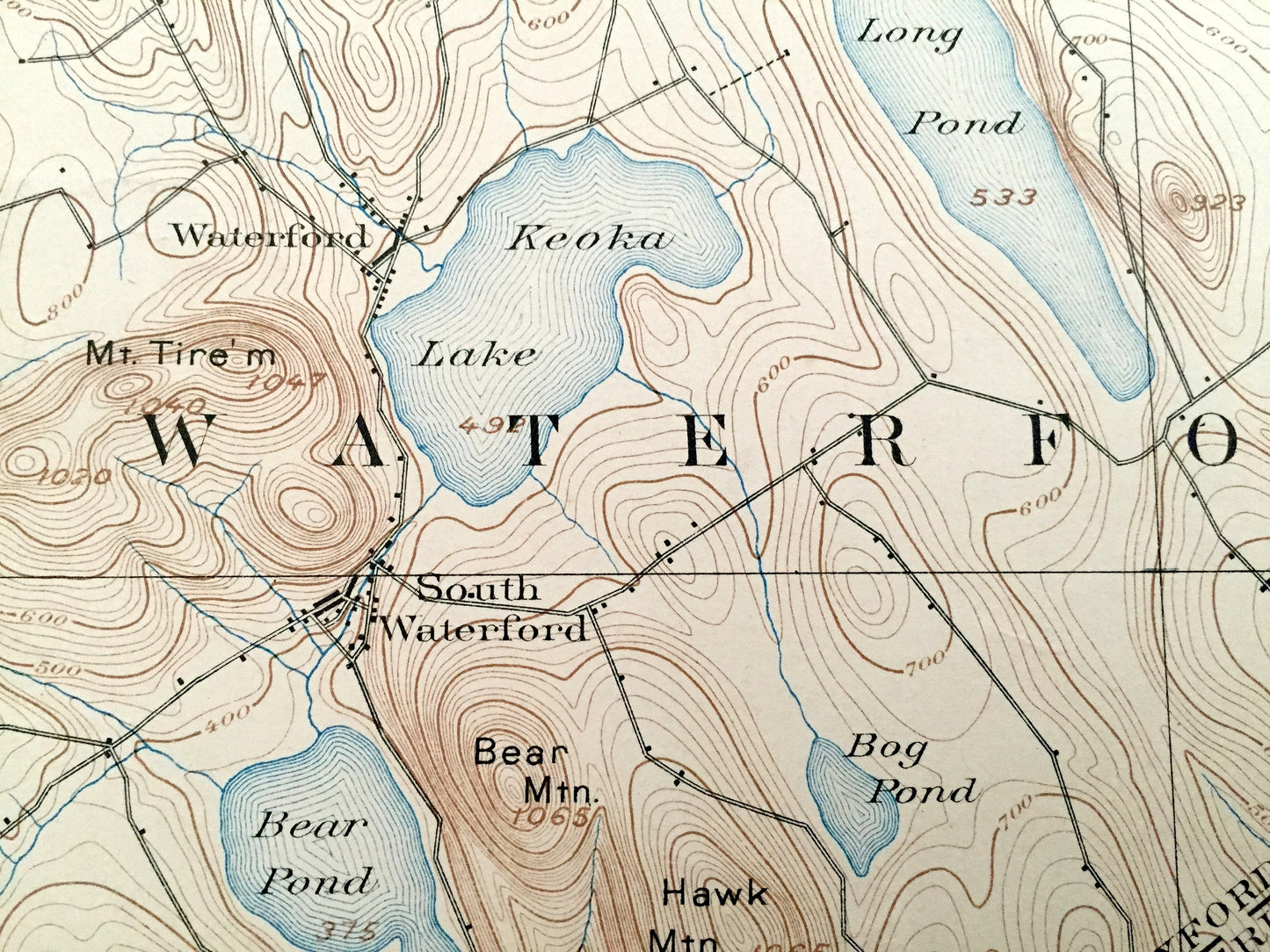 Antique Norway, Maine 1896 US Geological Survey Topographic Map – Long Lake, Waterford, Harrison, Paris, Bridgton, Otisfield, Oxford, ME