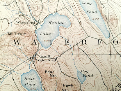 Antique Norway, Maine 1896 US Geological Survey Topographic Map – Long Lake, Waterford, Harrison, Paris, Bridgton, Otisfield, Oxford, ME