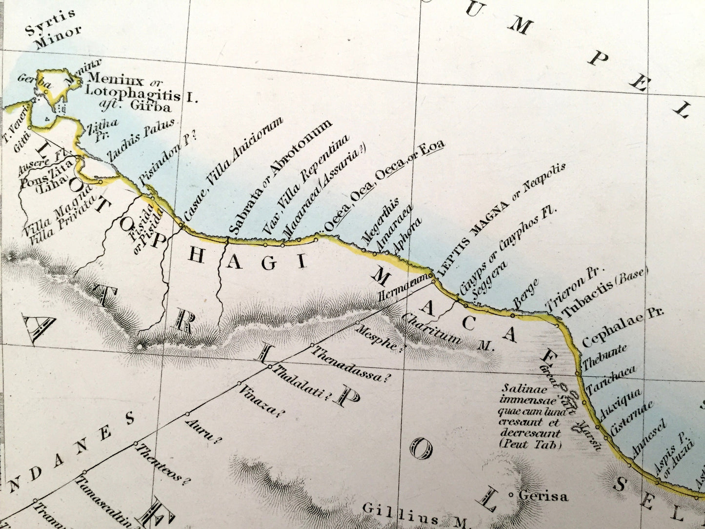 Antique 1856 Ancient Libya & Egypt Map from SDUK Atlas – Greece, Crete, Turkey, Tunisia, Peloponnesus, Sicily, Alexandria, Tripoli, Sfax