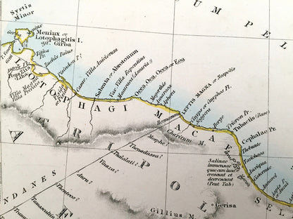 Antique 1856 Ancient Libya & Egypt Map from SDUK Atlas – Greece, Crete, Turkey, Tunisia, Peloponnesus, Sicily, Alexandria, Tripoli, Sfax
