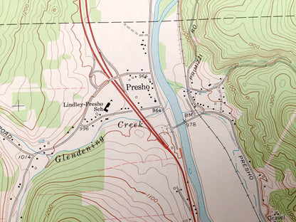 Antique Addison, New York 1969 US Geological Survey Topographic Map – Steuben County, Erwin, Tuscarora, Presho, Lindley, Canisteo River, NY
