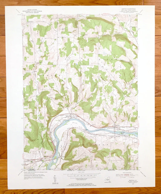 Antique Barton, New York 1953 US Geological Survey Topographic Map – Tioga County, Glencairn, Ellis Town, Litchfield, Hoopers Valley, NY