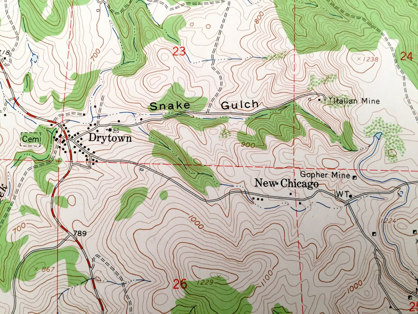 Antique Amador City, California 1962 US Geological Survey Topographic Map – County, Sutter Creek, Hill, Plymouth, Drytown, Whitney Museum CA