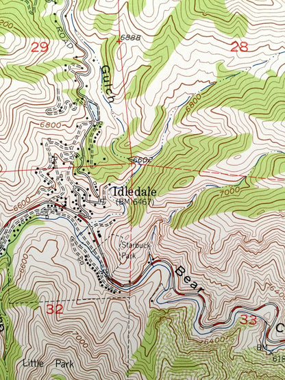 Antique Morrison, Colorado 1957 US Geological Survey Topographic Map – Red Rocks, Green Mountain, Golden, Idledale, Pleasant View, Edgemont