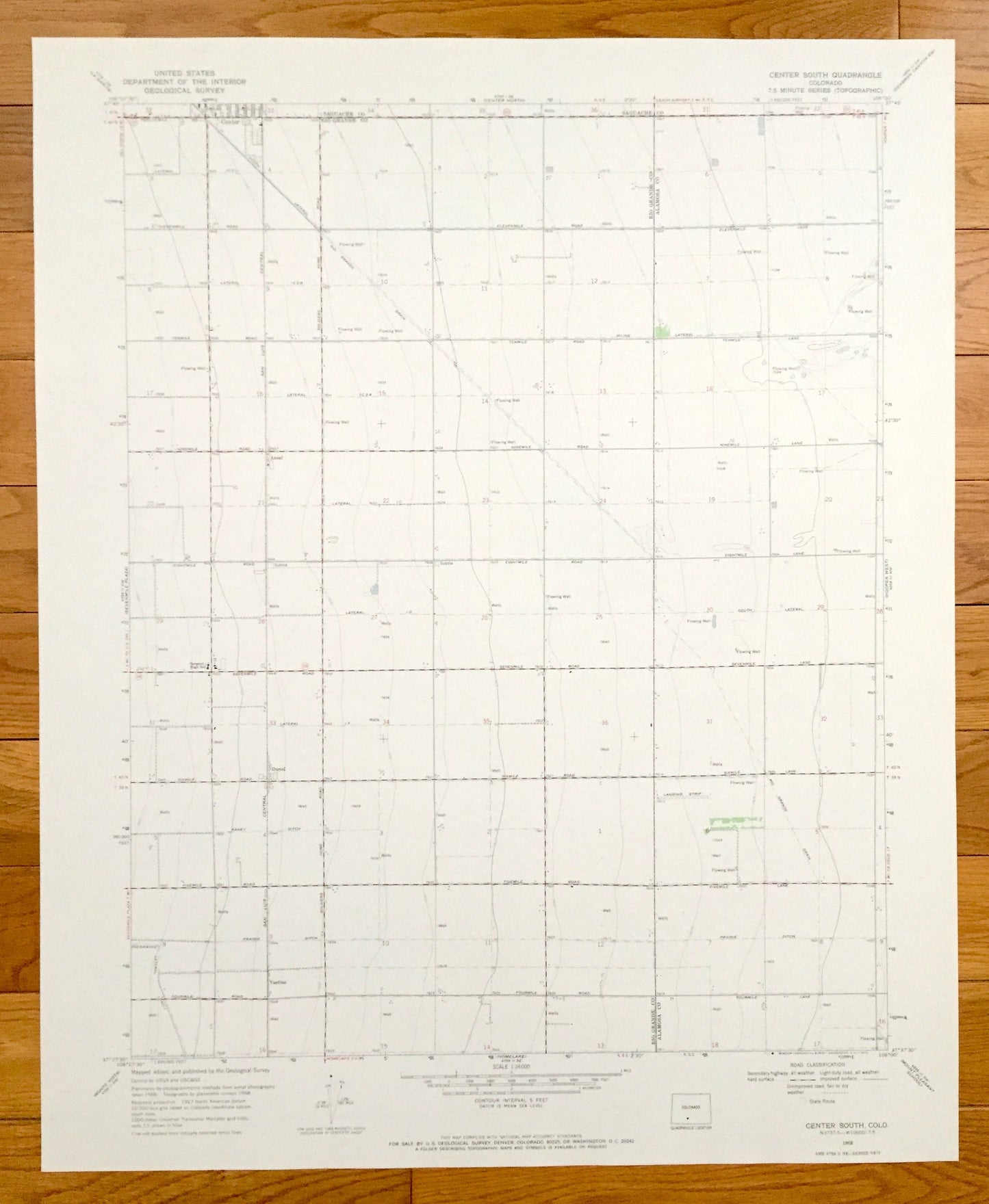 Antique Center South, Colorado 1968 US Geological Survey Topographic Map – Saguache Co, Alamosa Co, Rio Grande Co, Vastine, Dunul