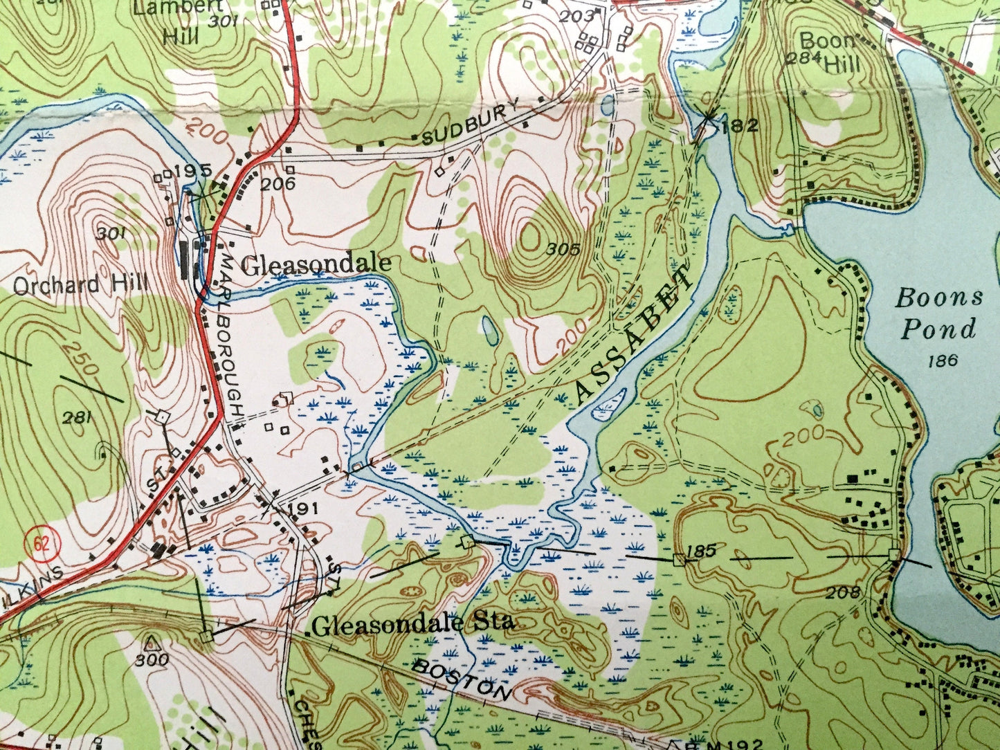 Antique Hudson, Massachusetts 1950 US Geological Survey Topographic Map – Boxborough, Harvard, Bolton, Stow, Marlborough, Fryville Berlin MA
