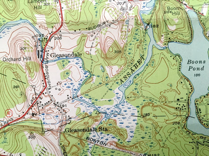 Antique Hudson, Massachusetts 1950 US Geological Survey Topographic Map – Boxborough, Harvard, Bolton, Stow, Marlborough, Fryville Berlin MA