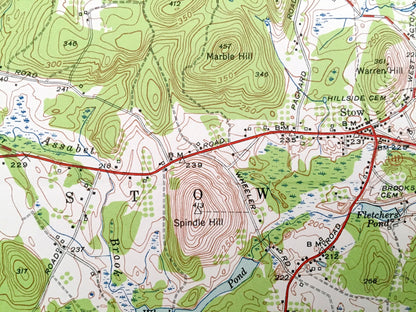 Antique Hudson, Massachusetts 1950 US Geological Survey Topographic Map – Boxborough, Harvard, Bolton, Stow, Marlborough, Fryville Berlin MA