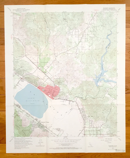 Antique Elsinore, California 1953 US Geological Survey Topographic Map – Riverside County, Terra Cotta, Sedco Hills, Lakeland Village, CA