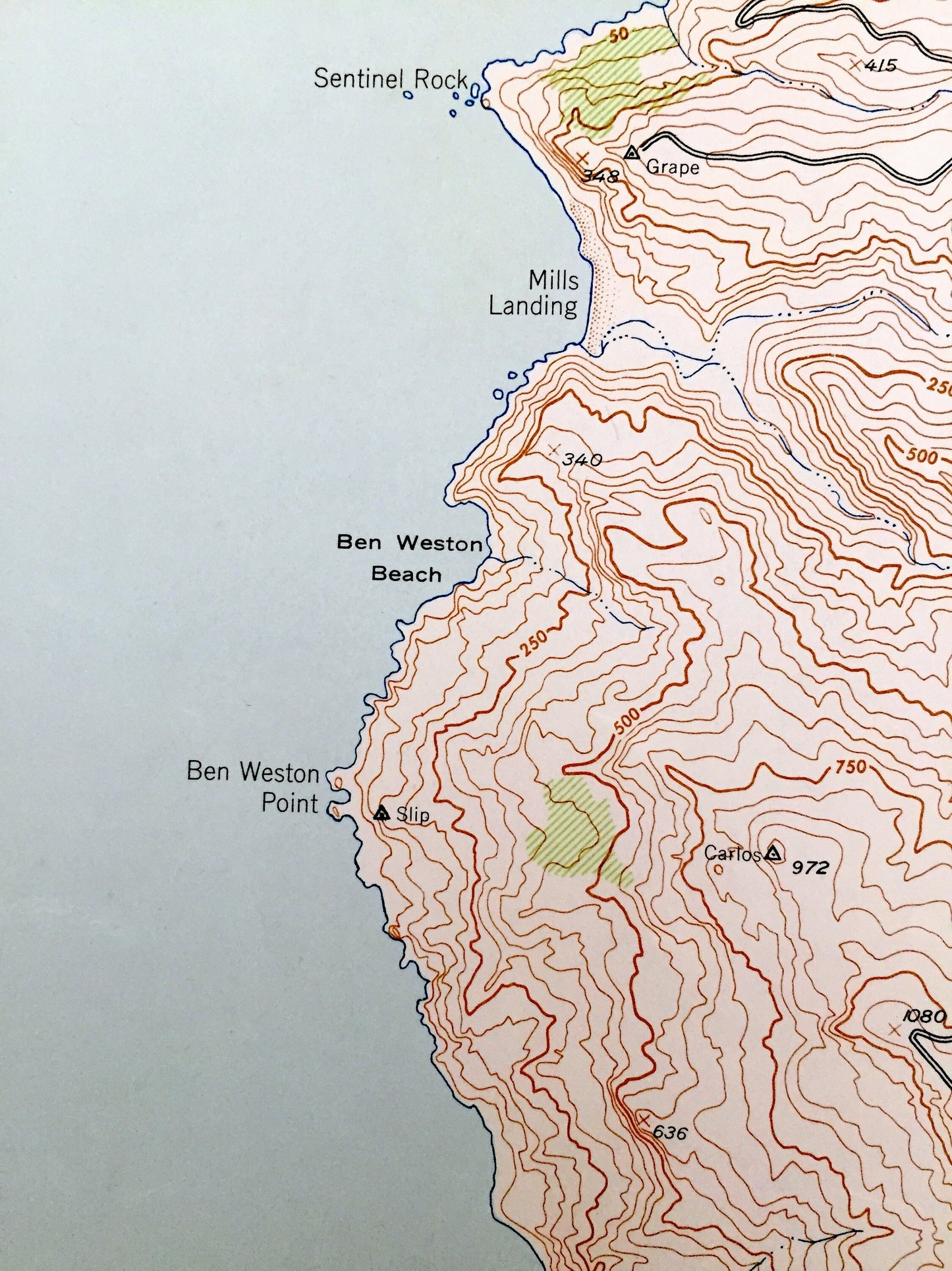 Antique Santa Catalina South, California 1943 US Geological Survey Topographic Map – Los Angeles County, Eagles Nest, Silver Canyon Landing