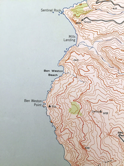 Antique Santa Catalina South, California 1943 US Geological Survey Topographic Map – Los Angeles County, Eagles Nest, Silver Canyon Landing