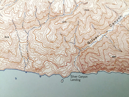 Antique Santa Catalina South, California 1943 US Geological Survey Topographic Map – Los Angeles County, Eagles Nest, Silver Canyon Landing