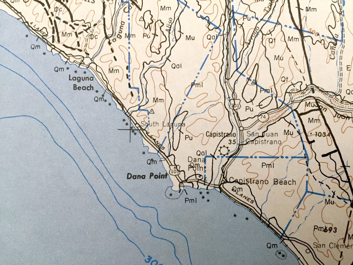 Antique Santa Ana, California 1955 US Geological Survey Topographic Map – Los Angeles, Temecula, Oceanside, Palm Springs, Ramona, Coachella