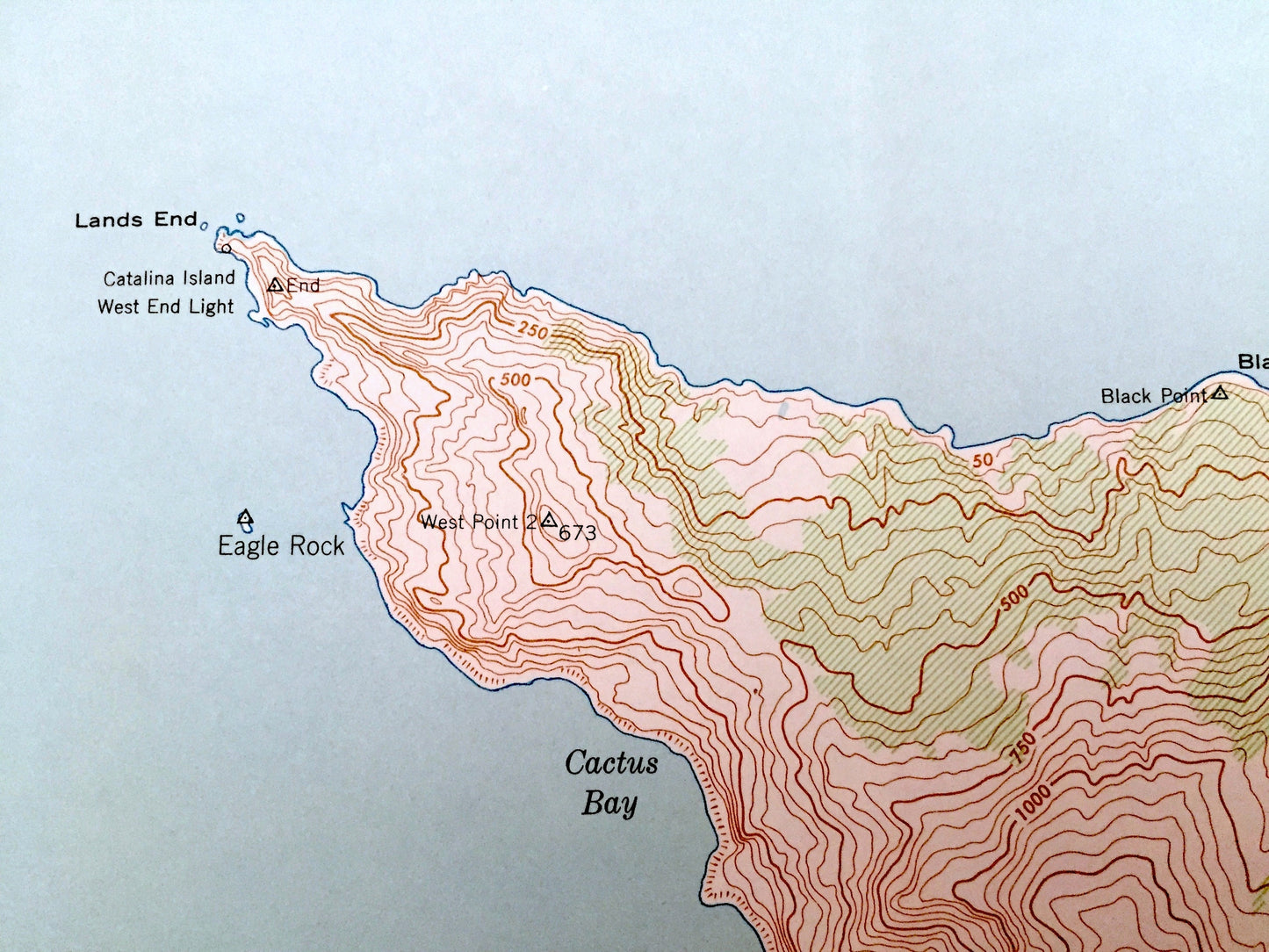 Antique Santa Catalina West, California 1943 US Geological Survey Topographic Map – Los Angeles County, Lobster Bay, Cherry Valley, CA