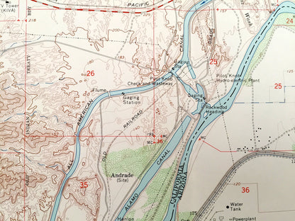 Antique Yuma, Arizona 1965 US Geological Survey Topographic Map – Yuma County, Winterhaven, Araz Junction, Colorado River, Yuma, AZ, CA