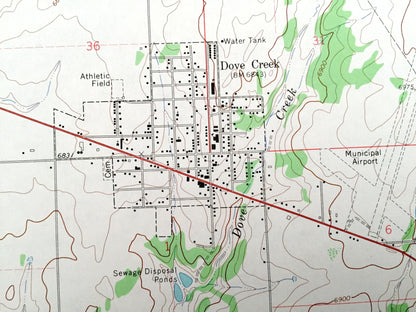 Antique Dove Creek, Colorado 1964 US Geological Survey Topographic Map – Dolores Creek, West Branch Canyon, Monument Creek, Chico Creek