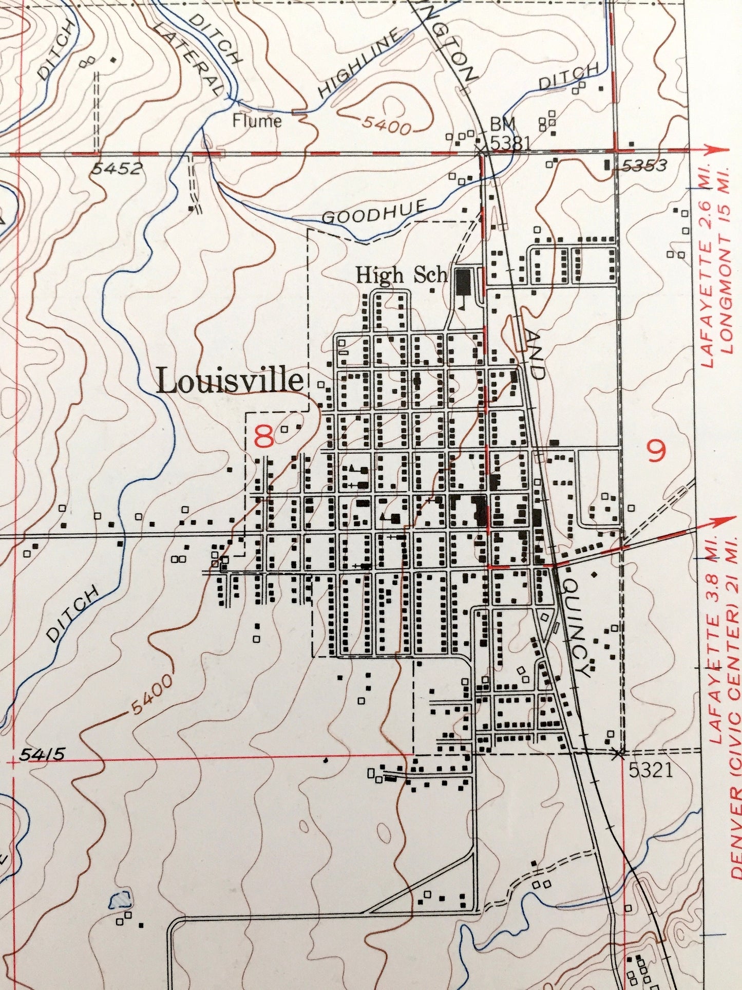 Antique Louisville, Colorado 1957 US Geological Survey Topographic Map – Boulder, Jefferson County, Superior, Boulder, Marshall, Denver, CO