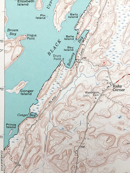 Antique Pope Mills, New York 1961 US Geological Survey Topographic Map – St Lawrence County, Morristown, Macomb, Pierces Corners, Black Lake