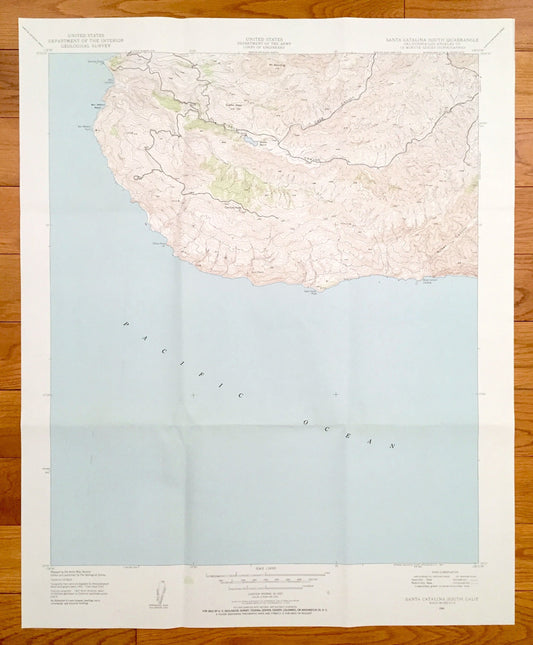 Antique Santa Catalina South, California 1943 US Geological Survey Topographic Map – Los Angeles County, Eagles Nest, Silver Canyon Landing