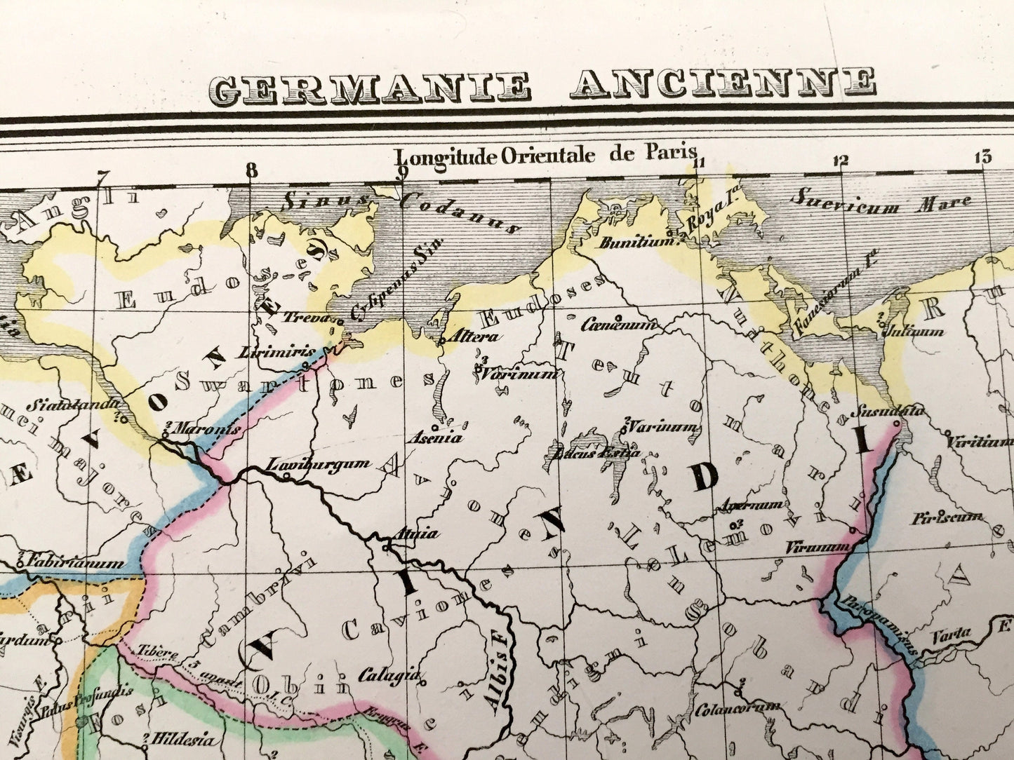 Antique 1835 Ancient Germany Map from JG Heck's Atlas Géographique, Astronomique et Historique – Hamburg, Bremen, Hanover, Frisian, Denmark