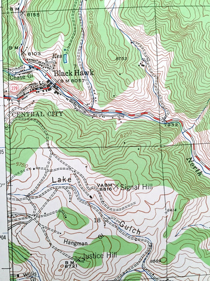 Antique Black Hawk, Colorado 1942 US Geological Survey Topographic Map – Gilpin County, Smith Hill, Cottonwood, Arapaho Forest, Ralston, CO