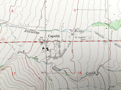 Antique Capulin, Colorado 1968 US Geological Survey Topographic Map – Alamosa County, Conejos County, Morgan, Alamosa River, La Jara Creek