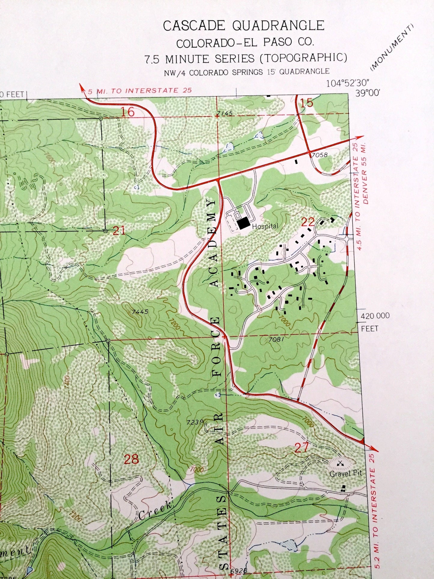 Antique Cascade, Colorado 1961 US Geological Survey Topographic Map – US Air Force Academy, Chipita Park, Glen Eyrie, Mount St Francis, CO