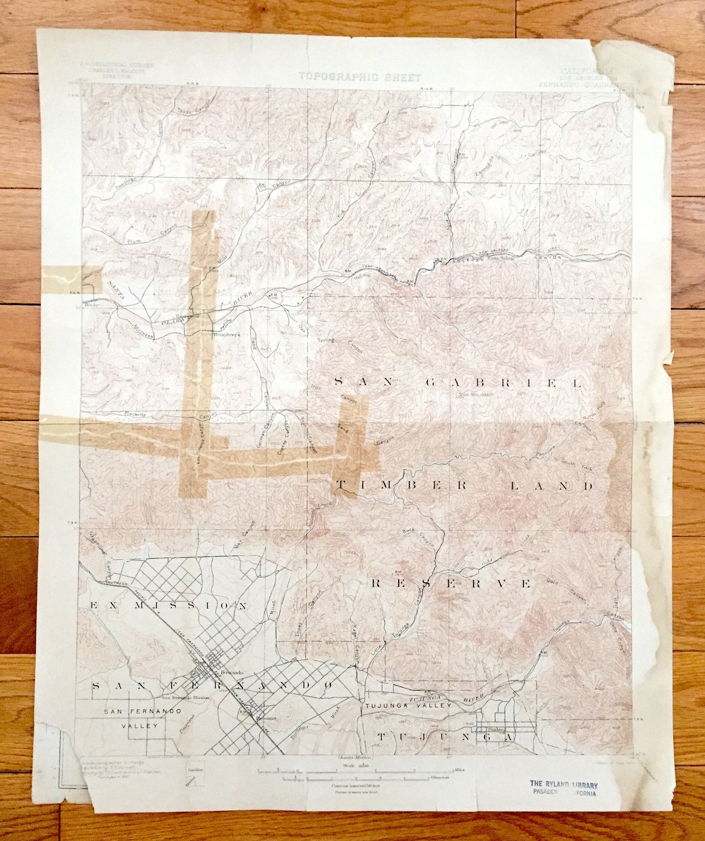 Antique San Fernando, Los Angeles, California 1900 US Geological Survey Topographic Map – Ex Mission, Pacoima Sunland Tujunga San Gabriel CA