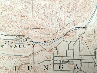 Antique San Fernando, Los Angeles, California 1900 US Geological Survey Topographic Map – Ex Mission, Pacoima Sunland Tujunga San Gabriel CA